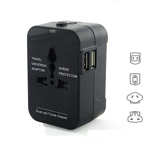 Worldwide Power Adapter and Travel Charger with Dual USB Ports Works in 150 Countries