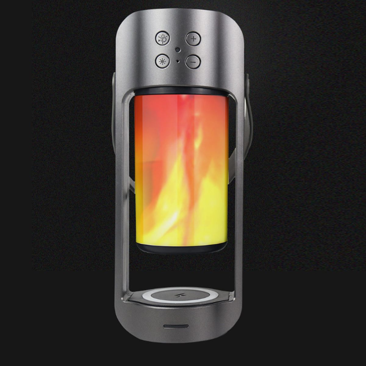 Dancing LED Flame Lantern with Bluetooth Speaker and Wireless Phone Charging