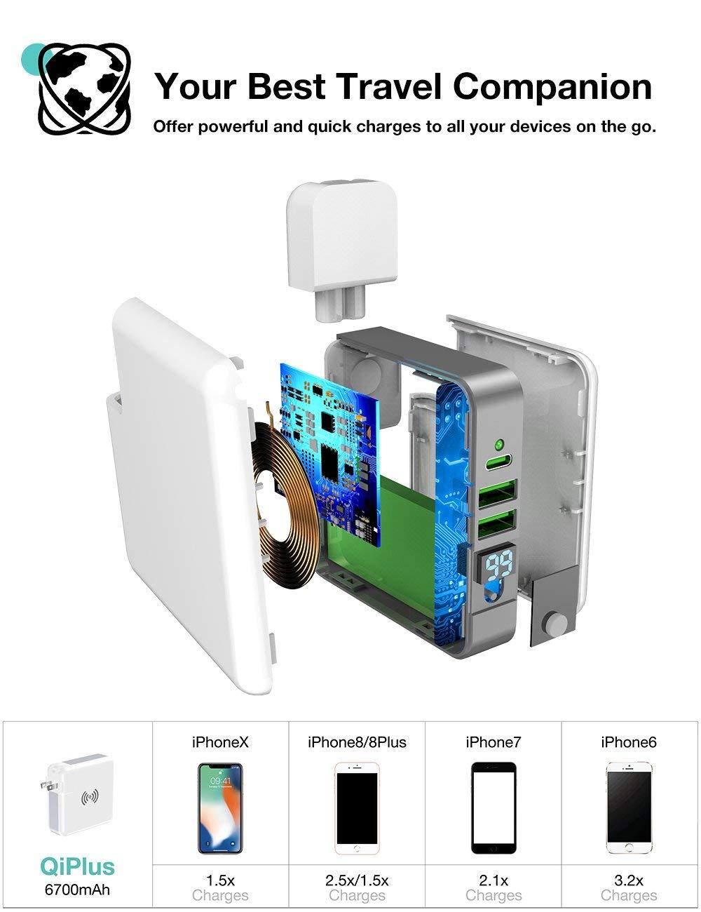 Super Multi-Power Wireless Charger With Global Adopters And Power Bank