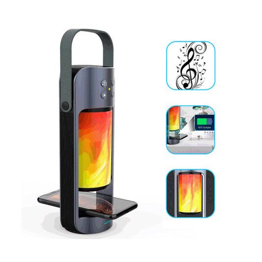 Dancing LED Flame Lantern with Bluetooth Speaker and Wireless Phone Charging