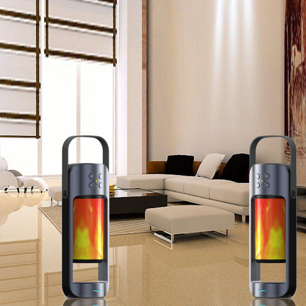Dancing LED Flame Lantern with Bluetooth Speaker and Wireless Phone Charging