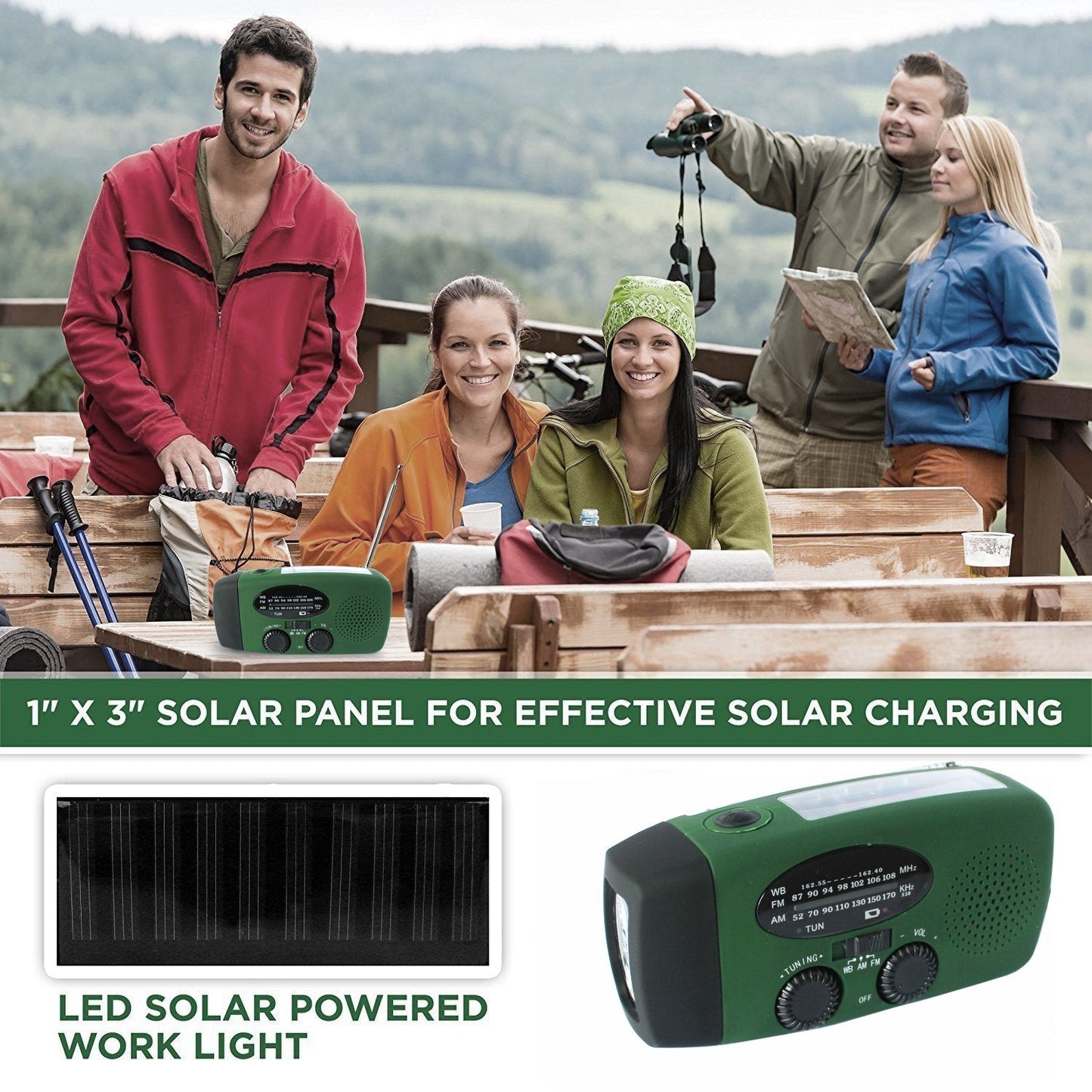 Storm Safe Emergency AM/FM/NOAA Weather Band Radio With Solar Flash Light And Built-in Phone Charger