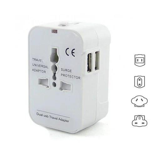 Worldwide Power Adapter and Travel Charger with Dual USB Ports Works in 150 Countries