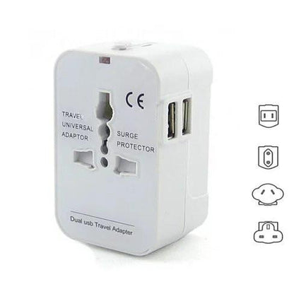 Worldwide Power Adapter and Travel Charger with Dual USB Ports Works in 150 Countries