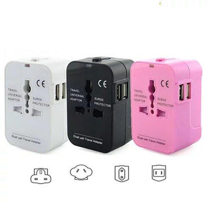 Worldwide Power Adapter and Travel Charger with Dual USB Ports Works in 150 Countries