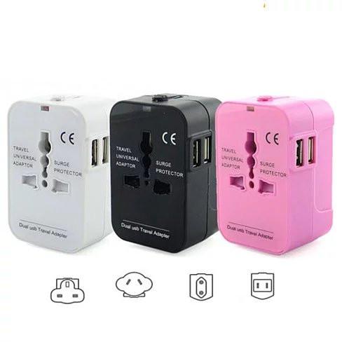 Worldwide Power Adapter and Travel Charger with Dual USB Ports Works in 150 Countries