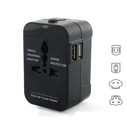Worldwide Power Adapter and Travel Charger with Dual USB Ports Works in 150 Countries